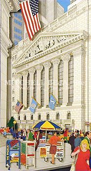 John Suchy Limited Edition Lithograph on Paper:"The New York Stock Exchange"