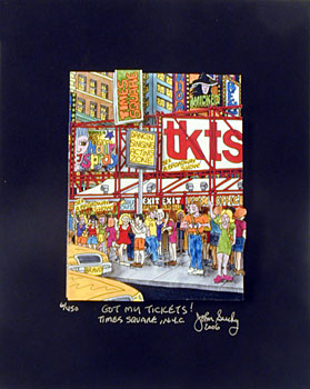 John Suchy Limited Edition Mixed Media:"Got My Tickets! Times Square, N.Y.C."