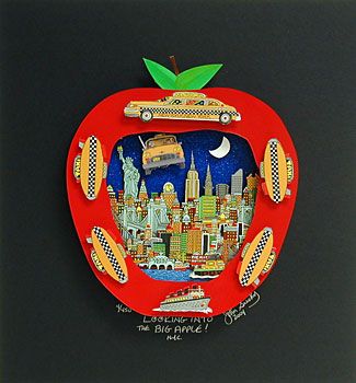 John Suchy Limited Edition Mixed Media:"Looking into the Big Apple"