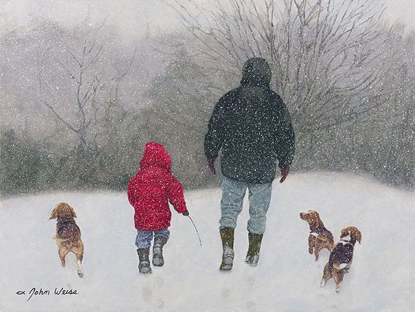 John Wiess Handsigned and Numbered Limited Edition Giclee on Canvas:"Beagle Buddies"
