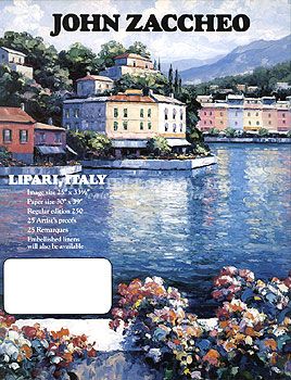 John Zaccheo Limited Edition Serigraph on Paper:"Lipari, Italy"