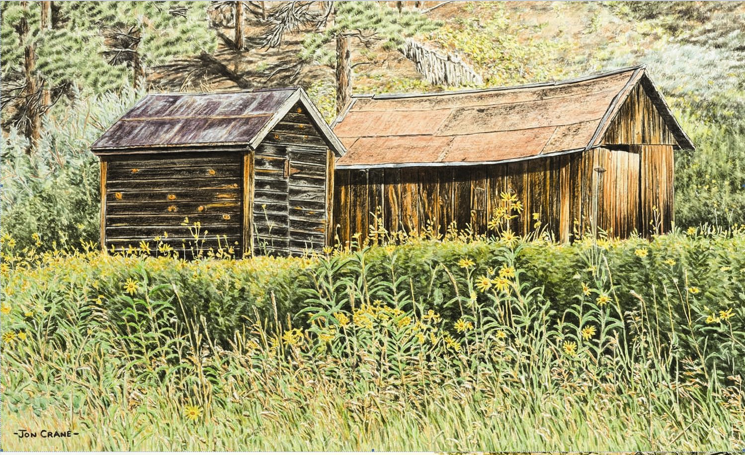 Jon Crane Hand Signed and Numbered Artist Proof Giclee Print on Paper:"Weathered Companions"