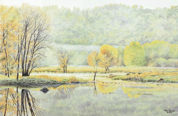 Jon Crane Hand Signed and Numbered Limited Edition Giclee Print on Paper:"Autumn Mist "