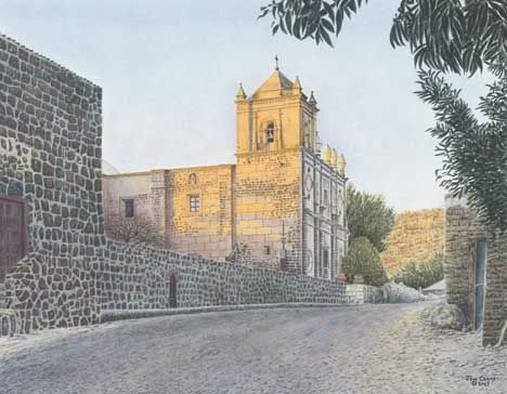 Jon Crane Handsigned & Numbered Limited Edition Giclee on Paper:"Mission San Ignacio"