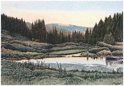 Jon Crane Handsigned & Numbered Limited Edition Print:"Evening At Black Fox"