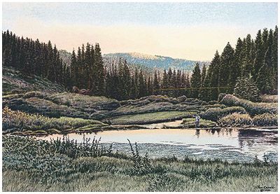 Jon Crane Handsigned & Numbered Limited Edition Print:"Evening At Black Fox"