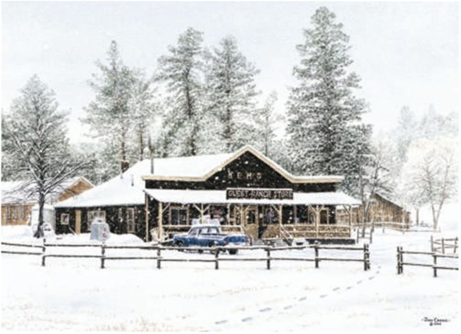 Jon Crane Limited Edition Giclee on Paper:"Guest Ranch Store"