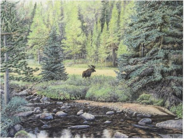 Jon Crane Limited Edition Giclee on Paper:"Morning Visitor "