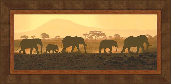 Jon Ren Framed Limited Edition Canvas: "Carnivale-Elephants"