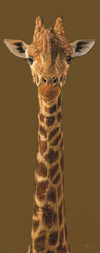 Jon Ren Handsigned and Numbered Limited Edition Canvas: "Tall Order - Giraffe"