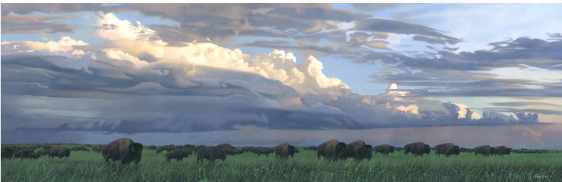 Joshua Spies Hand Signed and Numbered Limited Edition Giclee on Canvas: "Prairie Thunder"