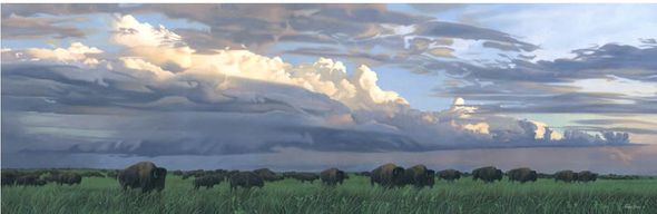 Joshua Spies Hand Signed and Numbered Limited Edition Giclee on Canvas: "Prairie Thunder"