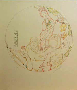 Judith Alainer Hand Signed Publisher Proof Lithograph:"Laughing Buddha"