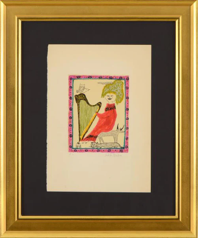Judith Bledsoe (1928-2013) Framed Limited Edition Artist Proof Lithograph on Paper: "Harp" Judith Bledsoe (1928-2013) Framed Limited Edition Artist Proof Lithograph on Paper: "Harp"