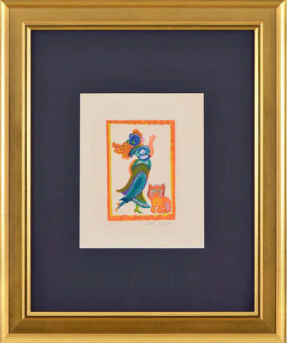 Judith Bledsoe (1928-2013) Framed Limited Edition Artist Proof Lithograph on Paper: "Lady With Cat" Judith Bledsoe (1928-2013) Framed Limited Edition Artist Proof Lithograph on Paper: "Lady With Cat"