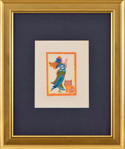 Judith Bledsoe (1928-2013) Framed Limited Edition Artist Proof Lithograph on Paper: "Lady With Cat"