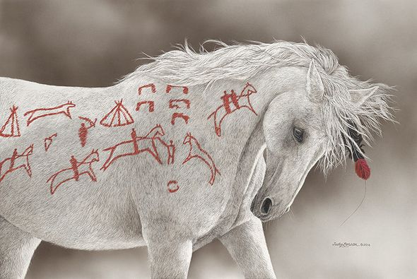 Judy Larson Hand Signed and Numbered Limted Edition Gicl&eacute;e Canvas:"Advertising Horse"