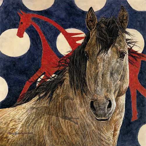 Judy Larson Handsigned and Numbered Fine Art SmallWorks™ Giclée Canvas:"The Horse Tipi"