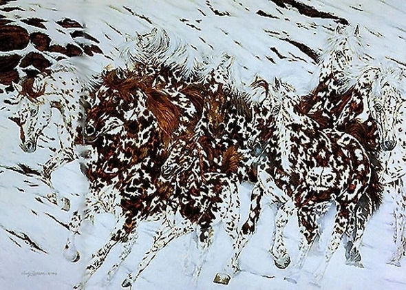 Judy Larson Signed and Numbered Limited Edition Offset Lithograph: "Mixed Company"