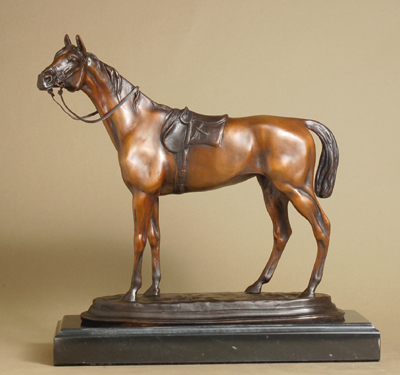 Jules Moigniez Handcrafted Solid Bronze Sculpture:"Show Horse" (looking left)