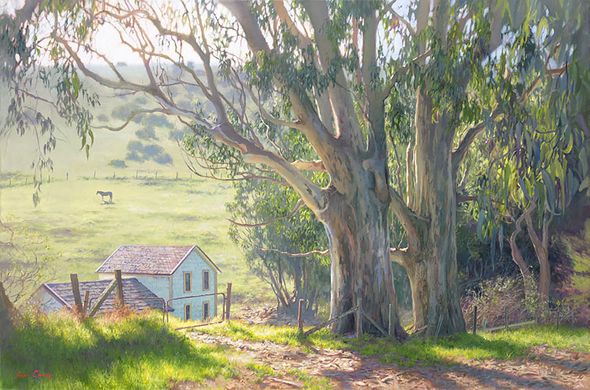 June Carey Hand Signed and Numbered Limited Edition Canvas Giclee:"Basking Eucalyptus"