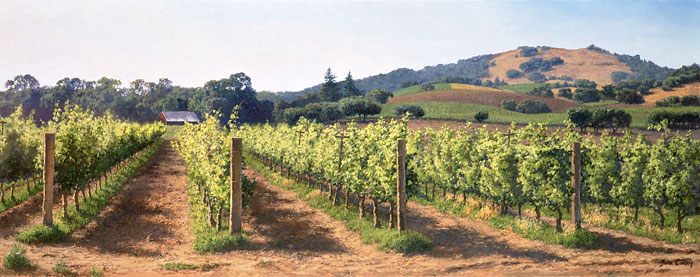June Carey Hand Signed and Numbered Limited Edition Canvas Giclee:"Vineyard Before the Harvest"