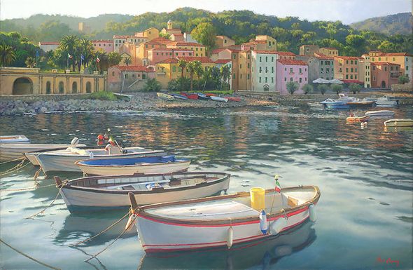 June Carey Hand Signed and Numbered Limited Edition Giclee on Paper and Canvas:"Rio Marina"