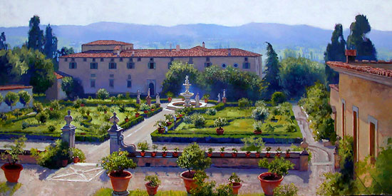 June Carey Hand Signed & Numbered Limited Edition Canvas Giclee:"Villa di Castello"