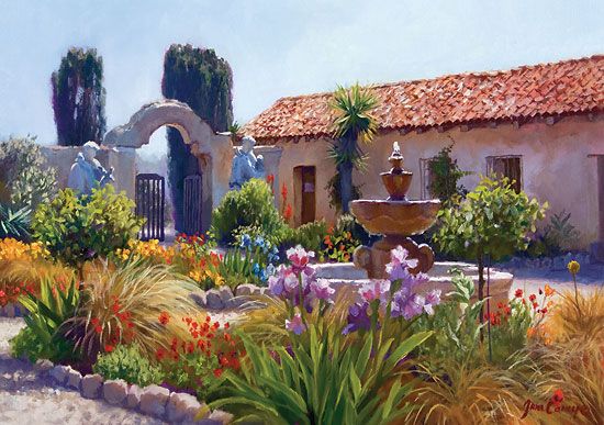 June Carey Handsigned and Numbered Fine Art SmallWorks&trade; Gicl&eacute;e Canvas:"Big Little Mission Garden"