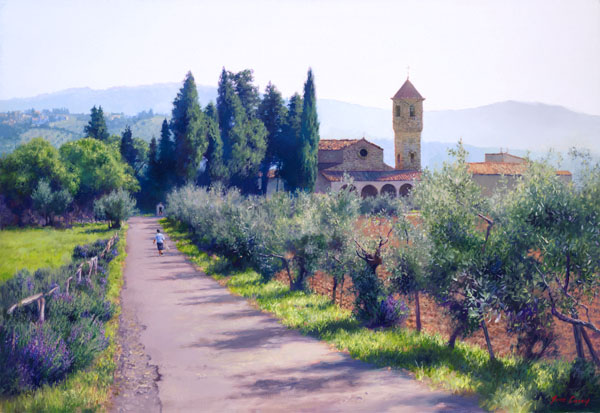 June Carey Handsigned and Numbered Limited Edition Canvas Giclee:"Cercina Above Careggi"