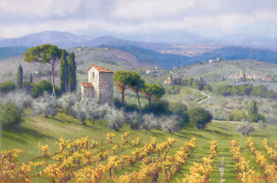 June Carey Handsigned and Numbered Limited Edition Giclee on Canvas:"Above Florence"