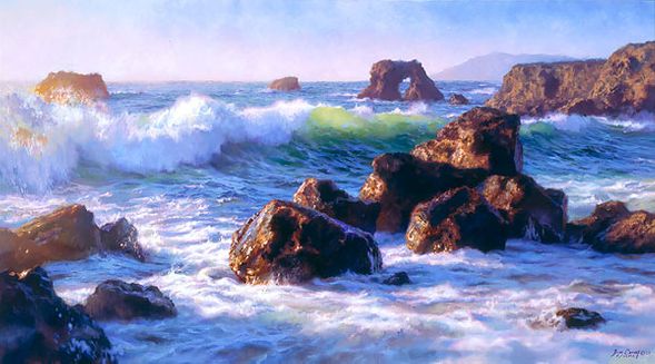 June Carey Handsigned and Numbered Limited Edition MasterWork&trade; Gicl&eacute;e Canvas:"Sonoma Surf"