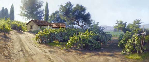 June Carey Handsigned and Numbered Limited Edition Print:"Monterey Vineyard "