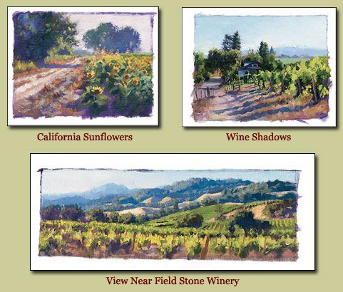 June Carey Handsigned & Numbered Limited Edition (Suite of 3 Prints):"Studies of...Wine Country California"