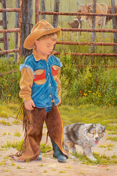 June Dudley 30 x 20 Open Edition Signed Giclee on Canvas:"Boss Man"