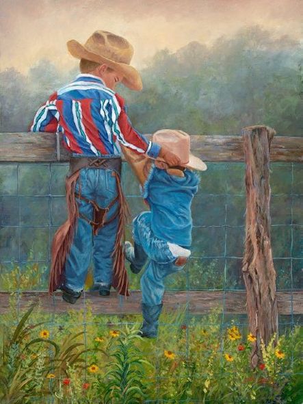 June Dudley Fine Art Giclee on Canvas Open Edition: "Cowboy Up"