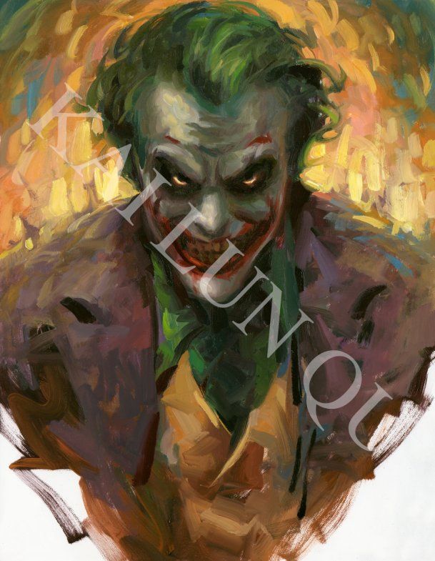 Kai Lun Qu Artist Signed Limited Edition Hand Deckled Giclee Print:"The Joker"