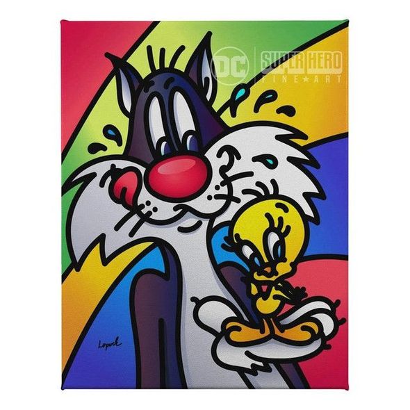 Lisa Lopuck 24x30 Gallery Wrapped Canvas:"Sylvester & Tweety"