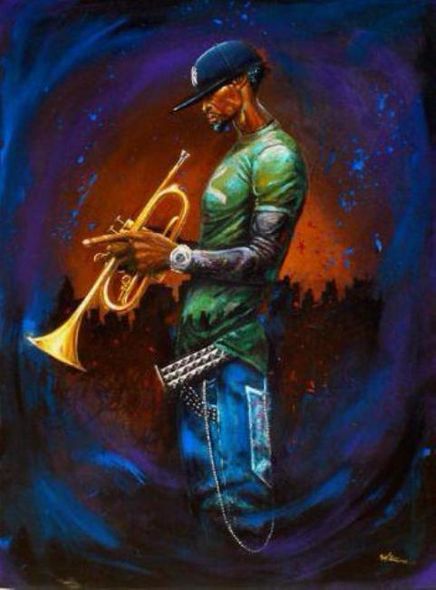 Frank Morrison Artist Signed Limited Edition Canvas Giclee:"Blue Notes"