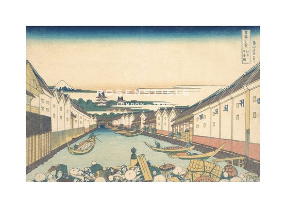 Katsushika Hokusai Hand Numbered Limited Edition Print on Paper :"Nihonbashi in Edo"