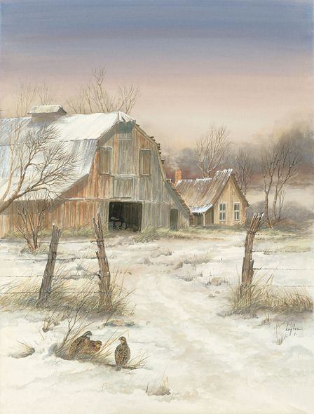 Kay Fox Limited Edition Museum Quality Gicl&eacute;e: "Winter Barn"
