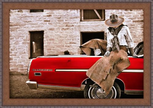 KAY LYNN REILLY 37.5X47.5 FRAMED CANVAS:"RANCHERO RED"