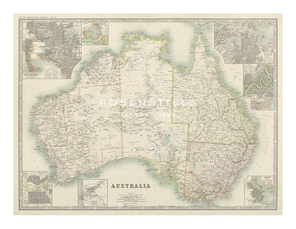 Keith Johnston Hand Numbered Limited Edition Print on Paper :"Australia Map 1880"