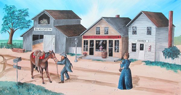 Kelly Wicker Signed Giclee on Canvas:"Carterville Usa In Year 1900"