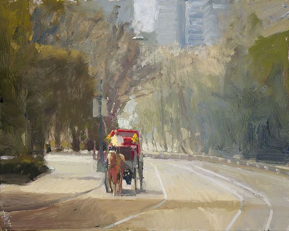 Ken Auster Open Edition Canvas Giclee: "Central Park and Ride"