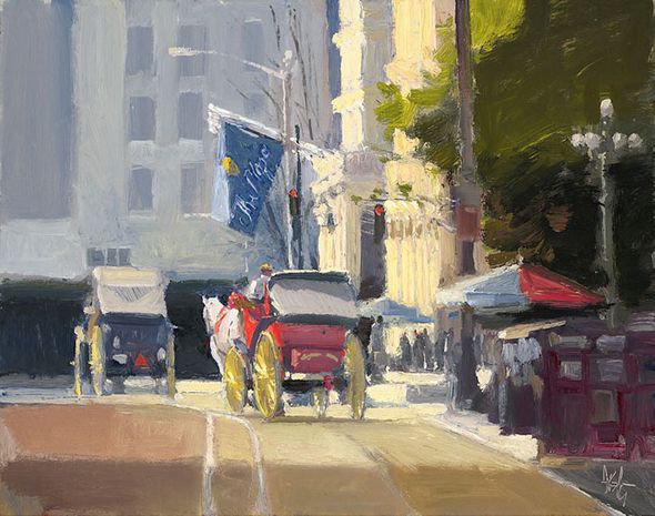 Ken Auster Open Edition Giclee on Canvas:"Playing the Plaza"