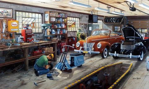 Ken Zylla Print-Signed and Numbered:"Forty Ford And A Cord"