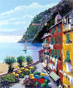 Kerry Hallam Handsigned & Numbered Limited Edition Serigraph:"Cinqueterre "