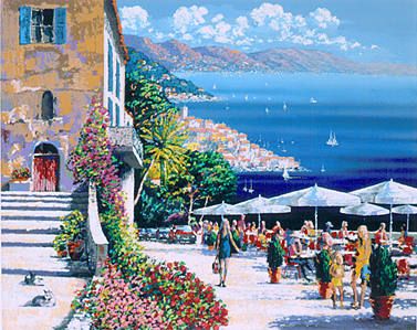 Kerry Hallam Handsigned & Numbered Limited Edition Serigraph on Paper:"Caf&eacute; de la Ramparts"