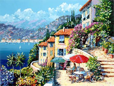 Kerry Hallam Handsigned & Numbered Limited Edition Serigraph on Paper:"Cap d'Azur "